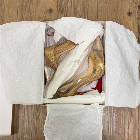 CHRISTIAN LOUBOUTIN - SILVER/GOLD 120 BLAKE IS BACK HEELS - SIZE 37.5 - Picture 4 of 15